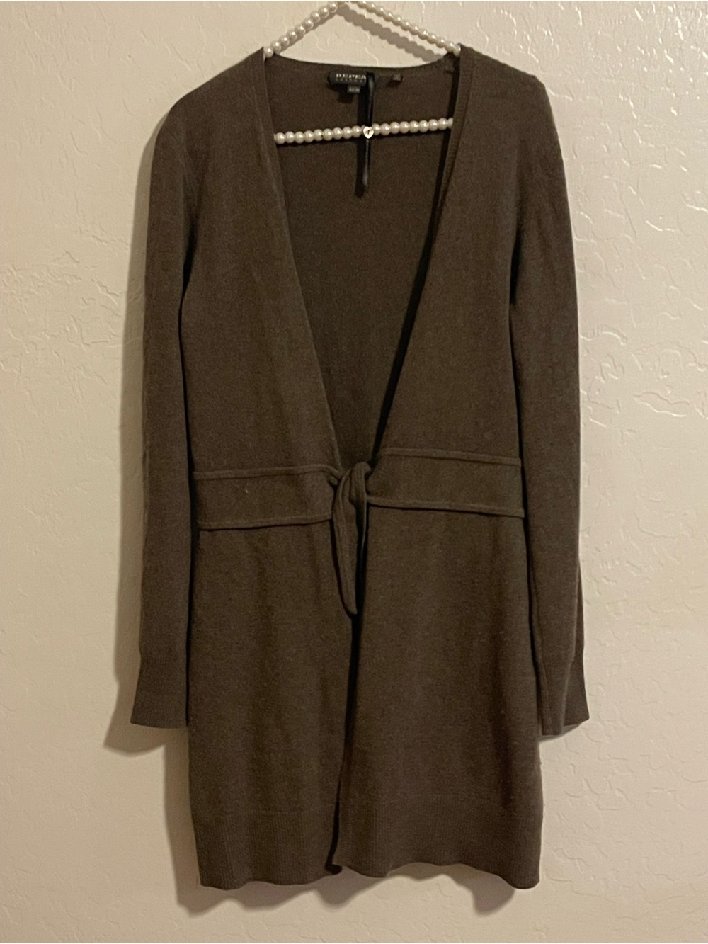 Repeat Cashmere Tie Front Long Cardigan Size M